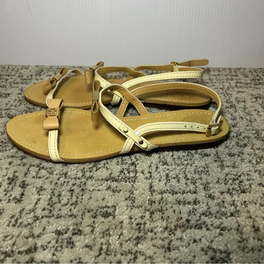 Tory Burch Brown Kailey Patent Leather Strappy Sandals Size 8